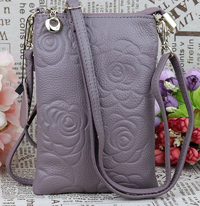 Light Purple COMFORSKIN Bolsas, Новое поступление, тиснение, Цветочный стиль, женская сумка для мобильного телефона, Гарантированная воловья кожа, вертикальные сумки-мессенджеры - Цвет: Light Purple
