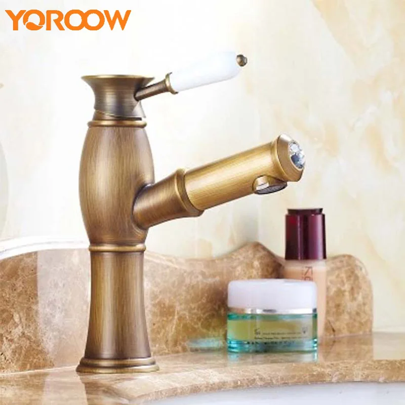 

Golden Bath Tubs Bamboo Faucet Plate Oil Rubbed Bronze Pull Out Bathtub Tap Vintage Torneira Copper-tap Sinks Deck AWN0022