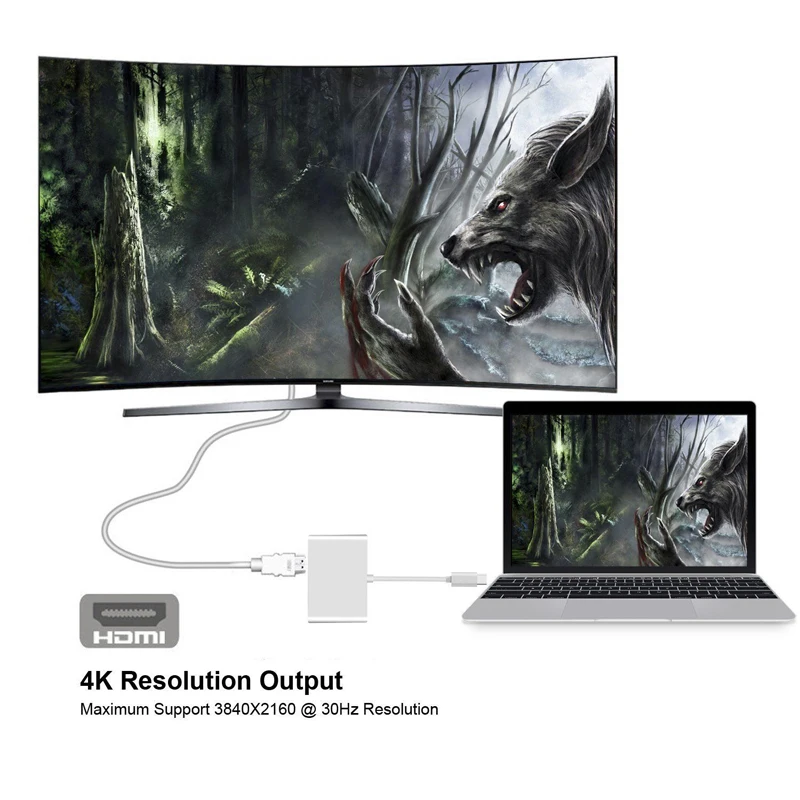 USB C концентратор type C Thunderbolt 3 док-станция 6 в 1 USB-C адаптер Dongle Combo с USB 3,0 type-C концентратор конвертер для Macbook Pro Mac PC