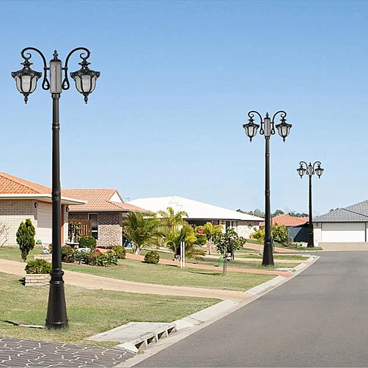 Outdoor decoratie antieke dubbele arm lamp post in Straat, Tuin