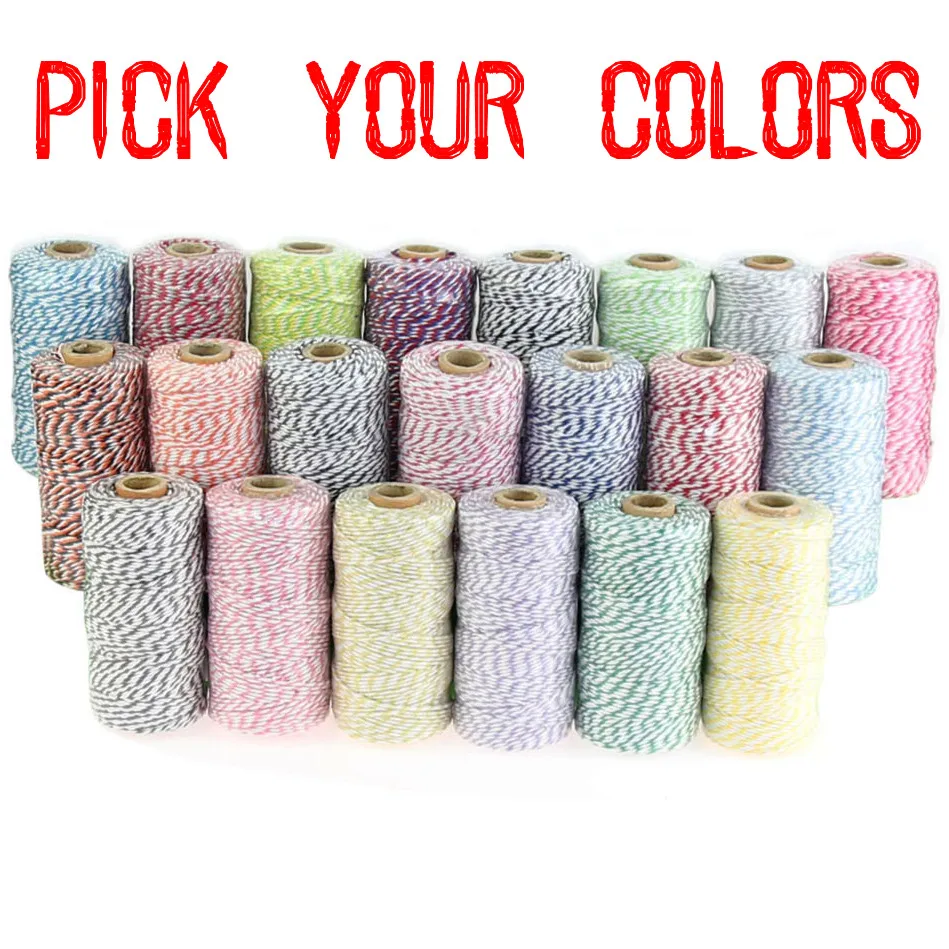 

Free DHL 100 Spools (110 yard/spool) Pick Colors Cheap Cotton Bakers Twine Wholesale,Gift Wrap Packaging Rope String Cords Rope