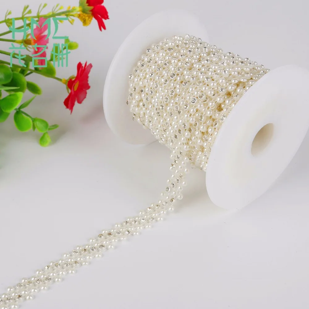 1 м ABS имитация жемчуга бусины цепи отделка с кристаллами и стразами для DIY Свадебная вечеринка украшения Ремесло интимные аксессуары