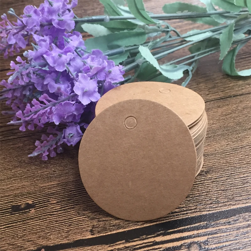 Dia 5cm 3000pcs Jewelry Cloth Kraft Paper DIY Cards Round Shape Blank