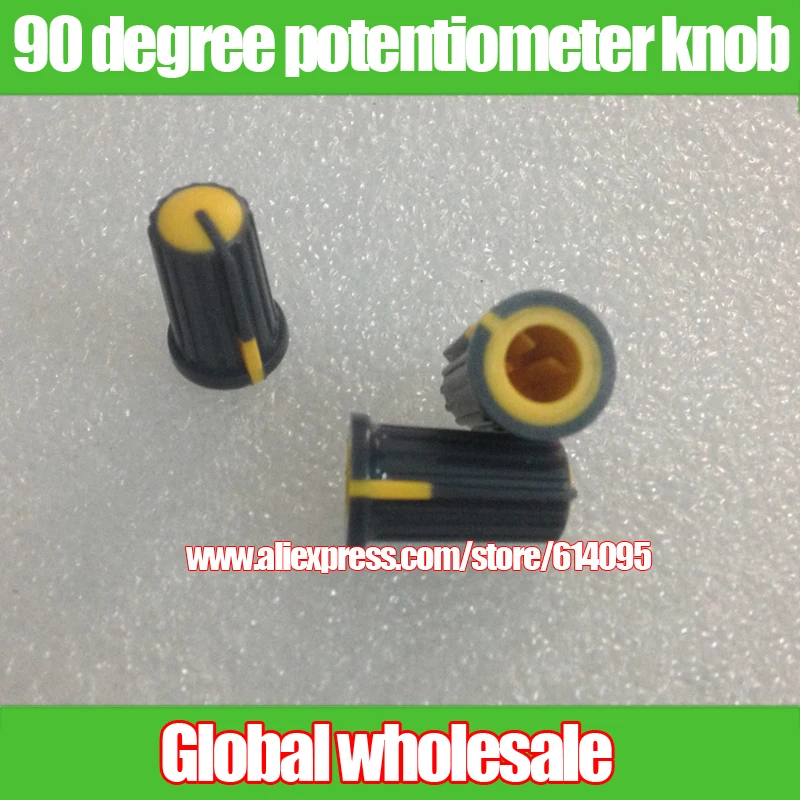 

10pcs Yellow 90 degree half-axis potentiometer knob cap / Mixer Console Light station DJ Playing discs knob cap