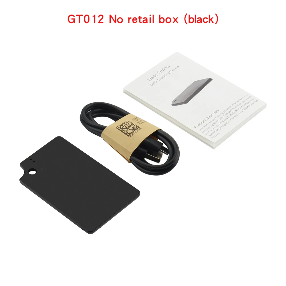 Black no box GT012 ультра-тонкий стиль карты мини gps трекер для пожилых людей детей автомобилей автомобиль в реальном времени отслеживающее устройство гео-забор SOS бесплатное приложение - Color: Black no box