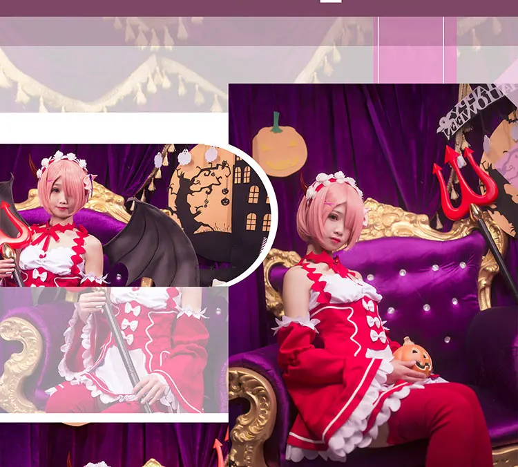 Индивидуальный размер Re Zero Ram Rem Косплей Костюм дьявол костюмы демонов женское платье с передником для горничной Хэллоуин платья аниме одежда наряд cos