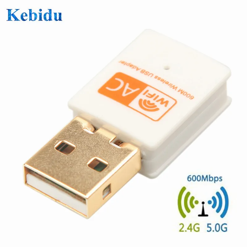 Белый KEBIDU Двухдиапазонный 600 Мбит/с USB WiFi адаптер 2,4 ГГц 5 ГГц антенна Wi-Fi 802.11b/n/g/ac мини беспроводной компьютерный сетевой картоприемник - Цвет: Белый