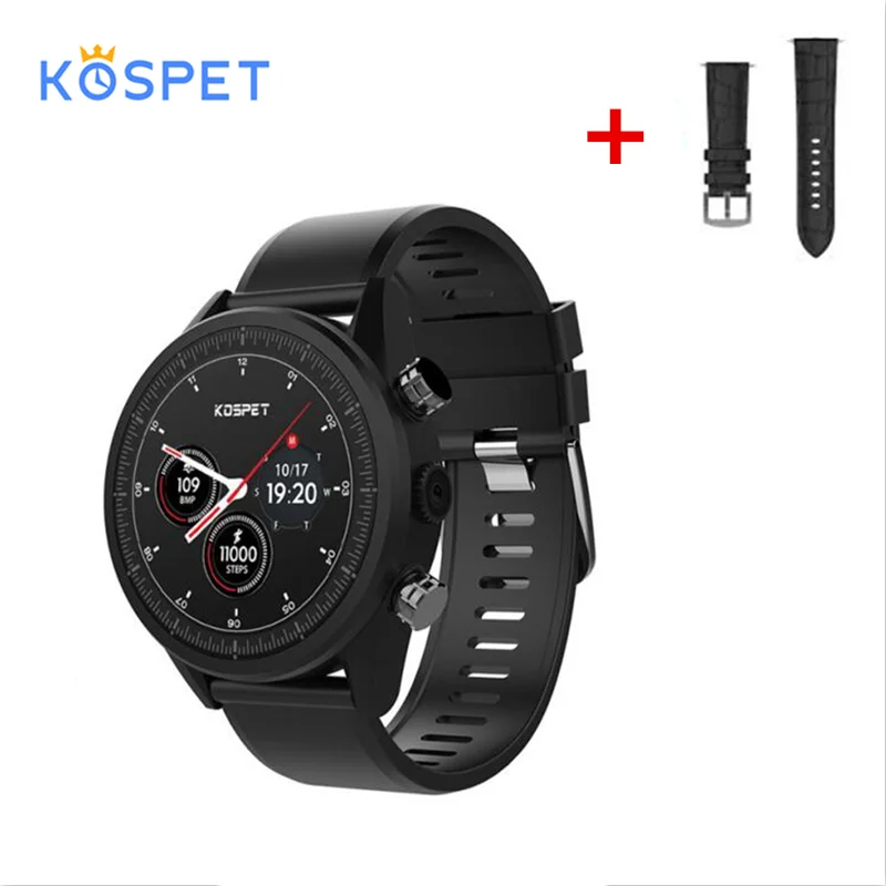 add extra strap Kospet Hope Android 7,1 1,3" для HUAWEI WATCH GT Smartwatch 3 ГБ+ 32 Гб Quad 4G AMOLED wifi gps Sim IP67 водонепроницаемые Смарт-часы - Цвет: add extra strap