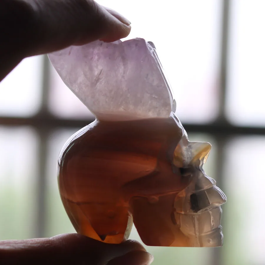 

1.96" GEODE CRYSTAL AGATE Handmade Carved Crystal Skull Crystal Realistic Crystal Healing Furnishing Articles Figurine TB23