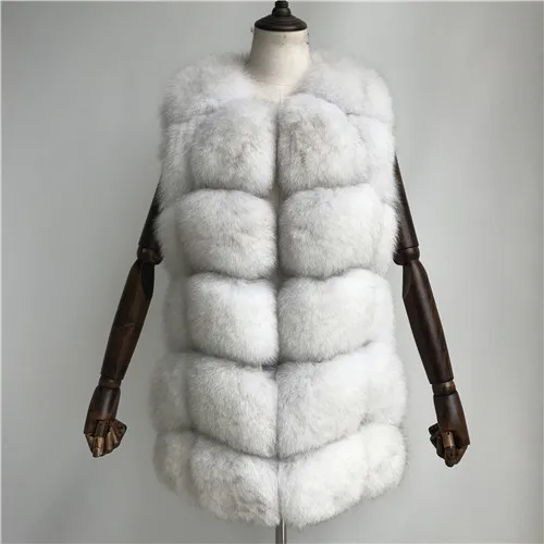 Natural white Женский жилет из натурального Лисьего меха, женский жилет из натурального Лисьего меха, женский жилет без рукавов, теплый жилет из натурального меха для женщин - Цвет: Natural white