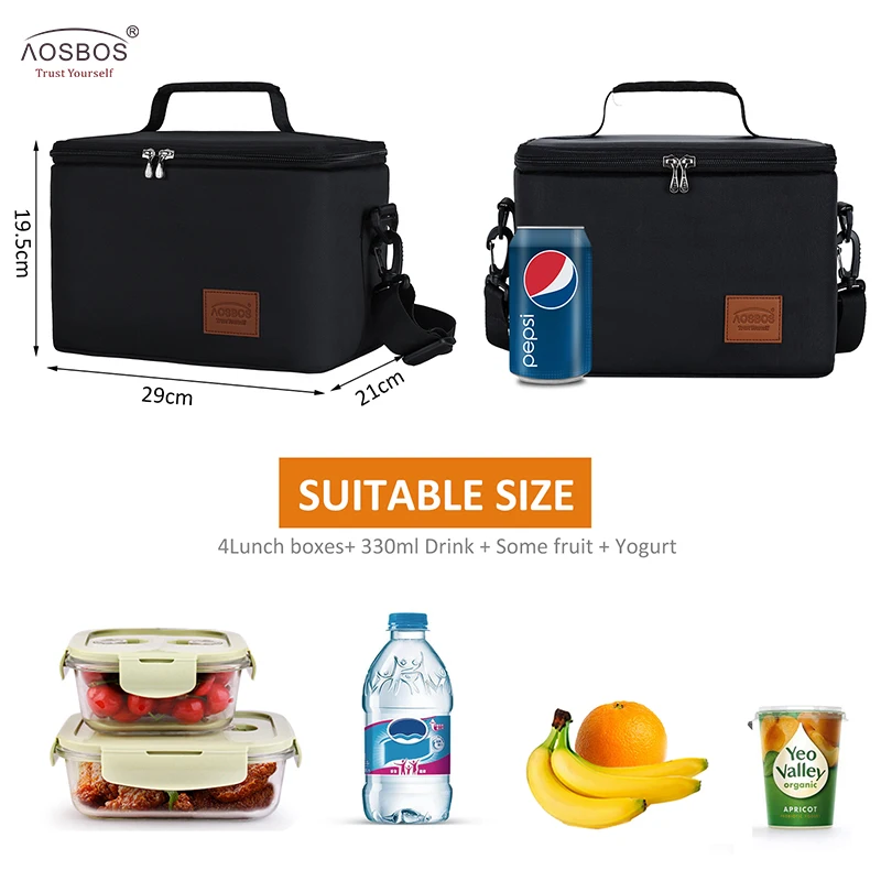 Lunch Bag Bento Bag Cooler Bag Aosbos Fashion Portable Thermal Lunch Bags for Women Kids Men Food Picnic Cooler Box Large Capacity Insulated Tote Bag Storage