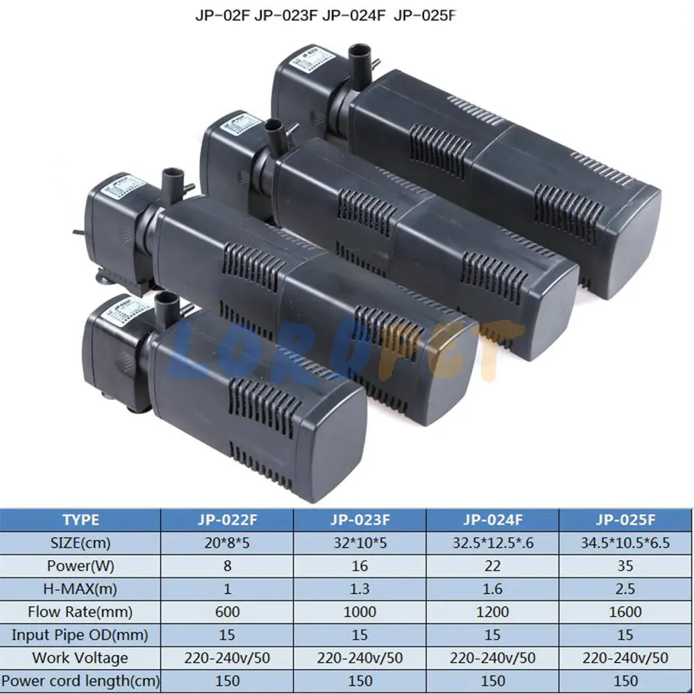 

Sunsun 8/16/22/35W 3 in 1 Aquarium Fish Tank Internal Filter Submersible Oxygen Pump 600/1000/1200/1600LPH