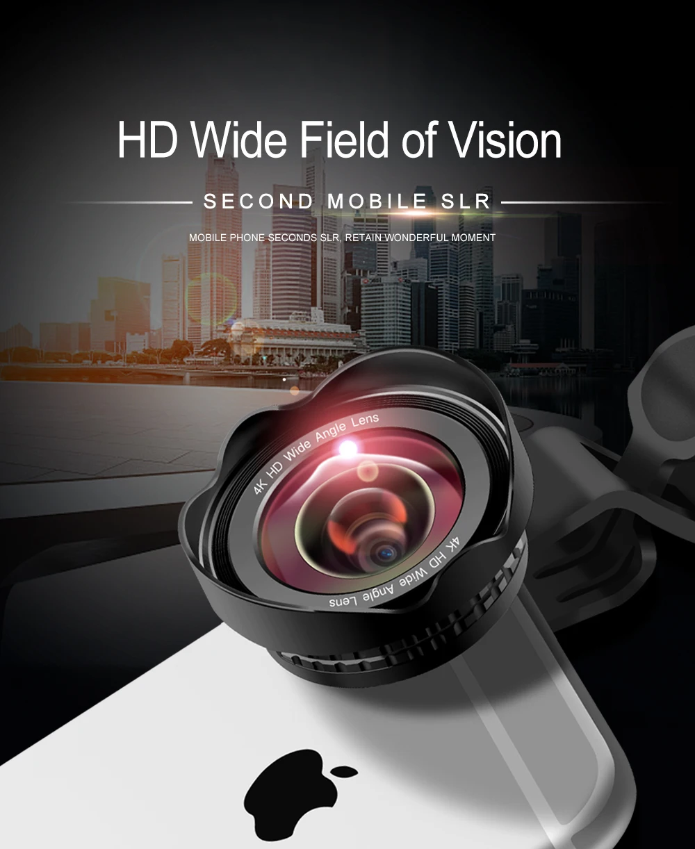 Объектив камеры мобильного телефона 4K HD Профессиональный 16 мм без искажений 0.45X широкоугольные объективы и 20X макро с зажимом для смартфона