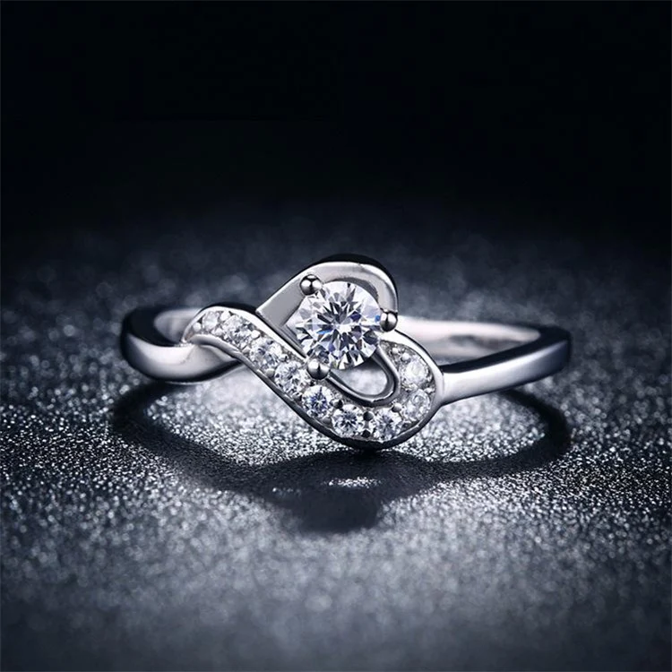 

MISANANRYNE Brand Design Cute Heart Ring Silver color CZ Zircon Ring bijoux Engagement Jewelry for Women Wedding Bague Size 6-9