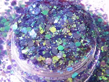 

Solvent Resistant Blue Glitter mix for Handmade Indie Nail Polish with Holographic and Iridescent Glitter G374