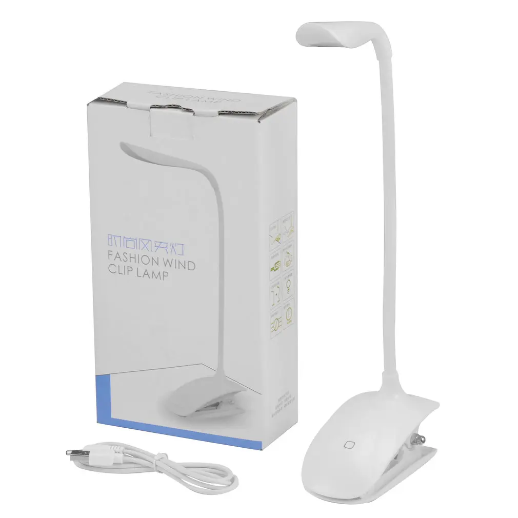 

Fashion Flexible Touch Switch Clip Reading Light 3-Levels Brightness Adjustable 14 LED Desk Lamp For Bed Study Office