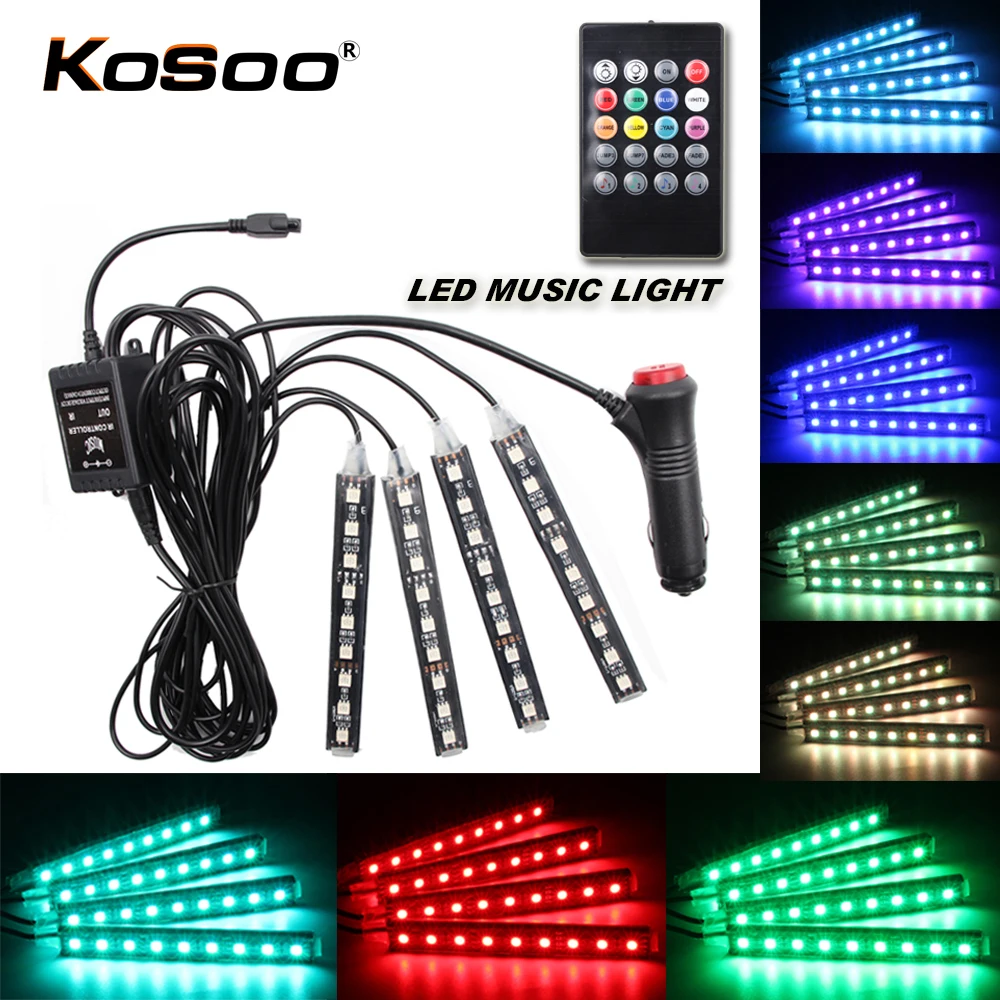 KOSOO автомобильный музыкальный пульт RGB светодиодный DRL полосовой светильник 5050SMD