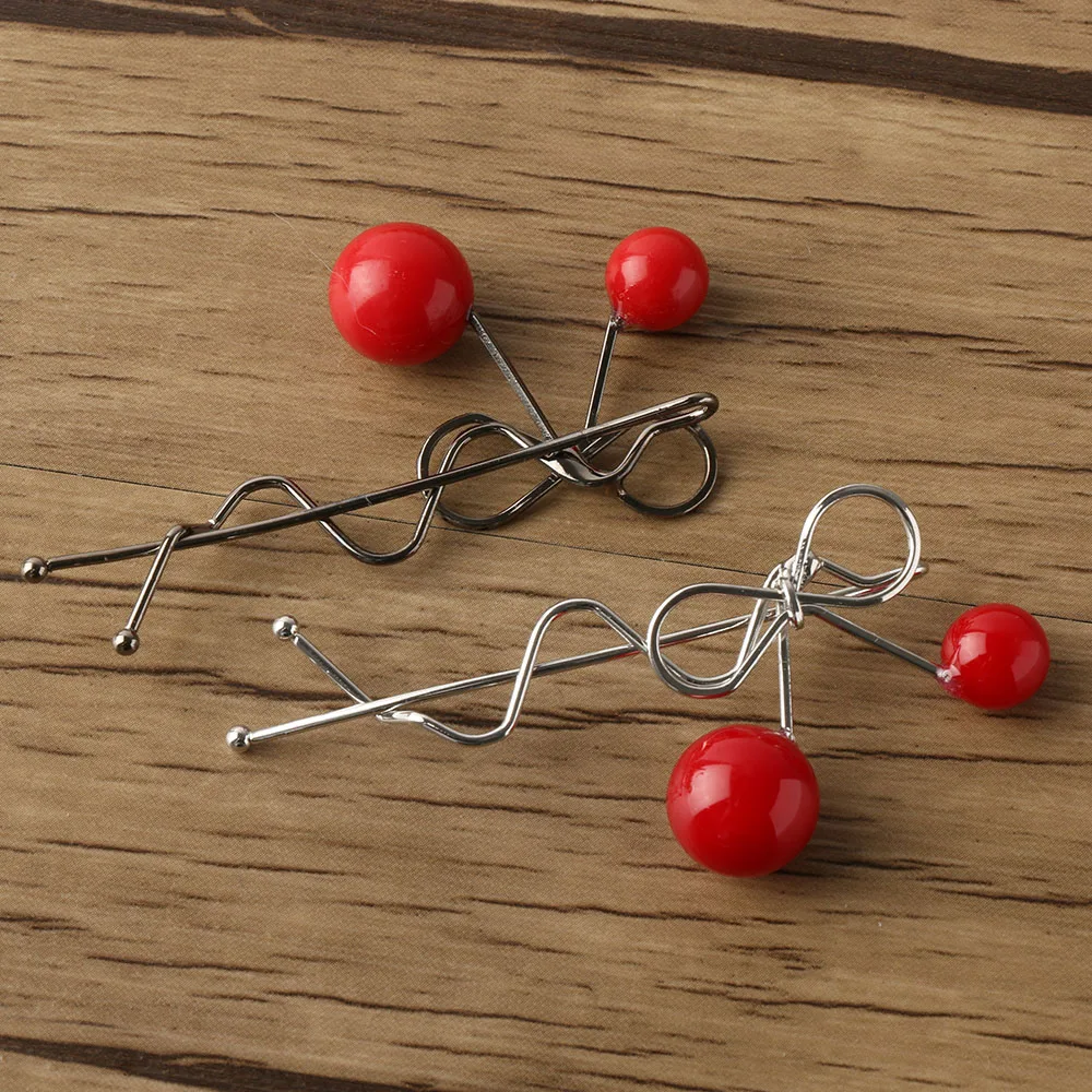 1Pc Sweet Fashion Designer Romantic Women Girls Korean Cherry Shaped Bow Hairpin Elegant Twist Hair Clip Headdress Gifts