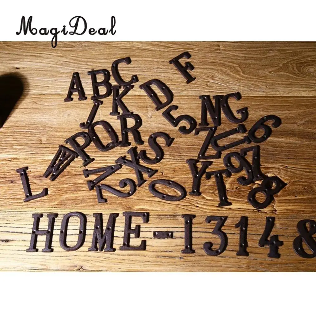 2pcs Cast Wrought Iron Black Antique House Door Number Signs Digits Sticker Plate 1 4