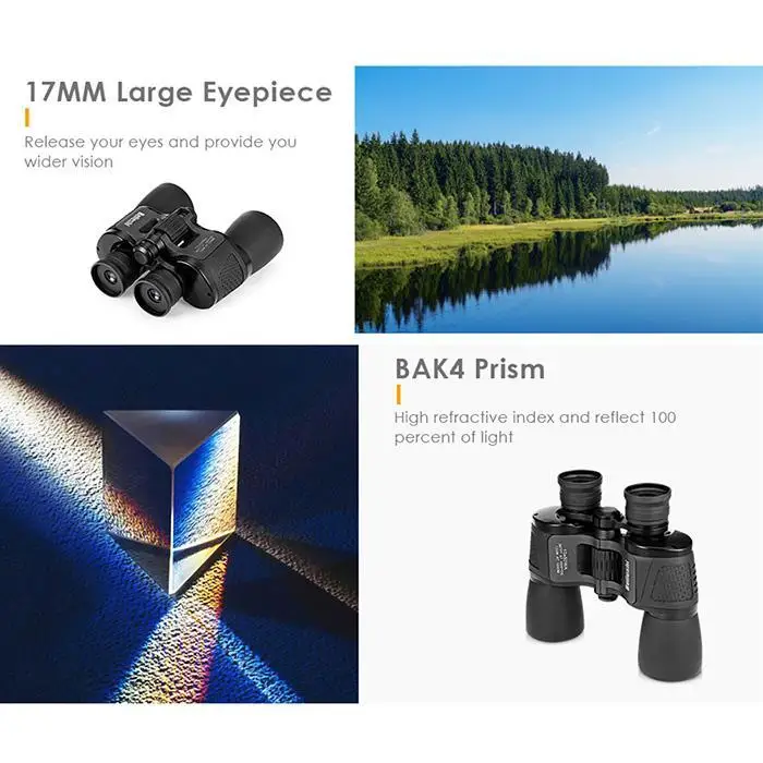 Бинокль 10x50 HD Vision Wide-угловая Призма 2,1 складной живой водостойкий 10X Открытый для путешествий концерт
