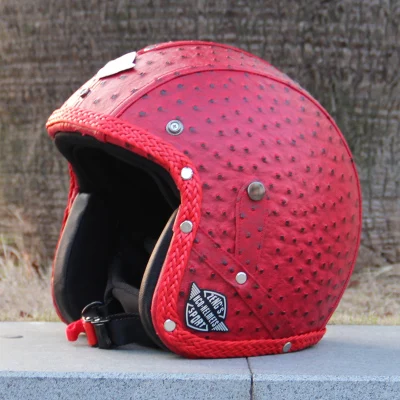 Ретро-шлемы из искусственной кожи в винтажном стиле, rcycle helmet davidson - Цвет: Red