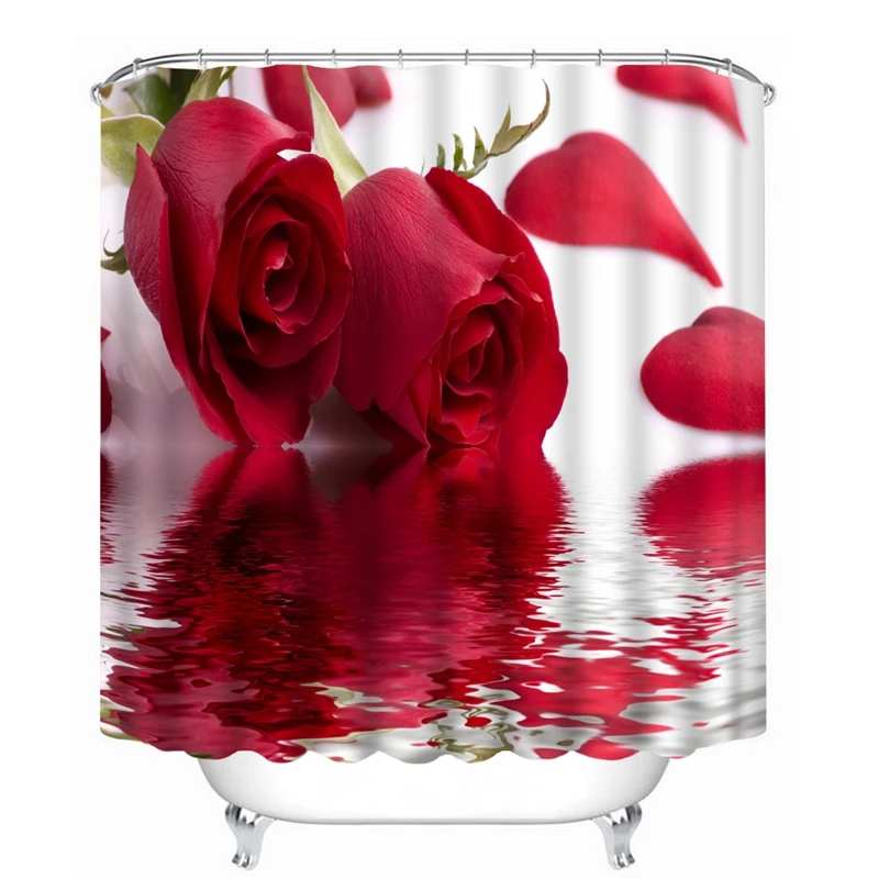 3D занавеска для душа красивая Роза узор полиэфирная ткань водостойкая занавеска для душа Экологичная ванная занавеска для дома