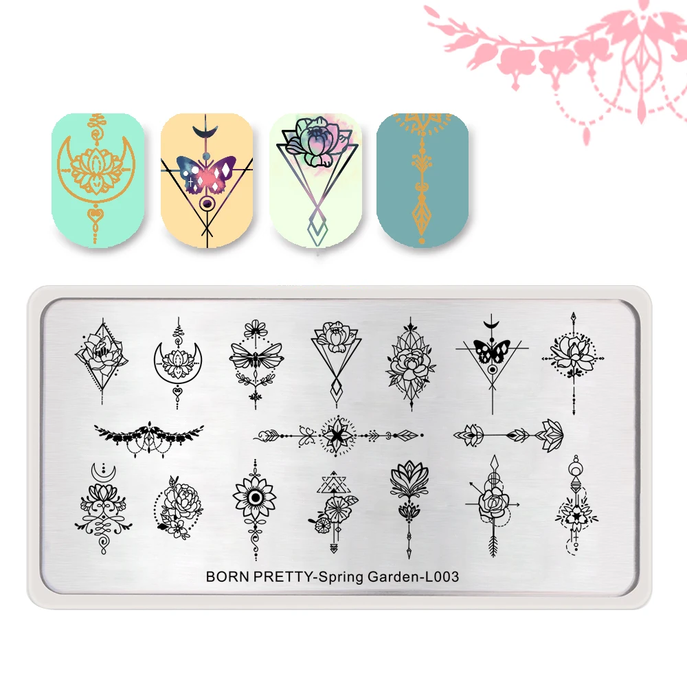

BORN PRETTY Nail Stamp Templates Rectangle Flower DIY Image Stamping for Nail Polish Manicure Plate Beauty Tools Spring Garden