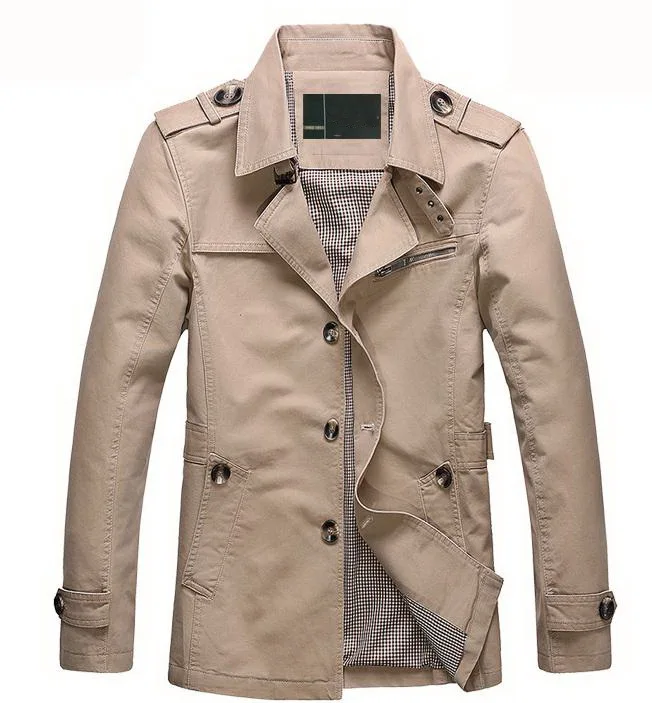 Осенне-зимнее новое пальто модная мужская Тонкая куртка из чистого хлопка для отдыха пальто большого размера верхняя одежда мужские топы большого размера - Цвет: Хаки