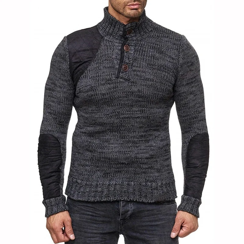 Men's Knit Sweater with Scarf Collar Slim Button Sweater Long Sleeve Hip Hop Streetwear High Quality Casual Man's Sweaters Men's Knit Sweater with Scarf Collar Slim Button Sweater Long Sleeve Hip Hop Streetwear High Quality Casual Man's Sweaters