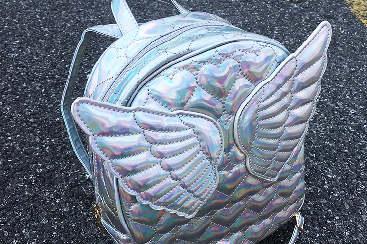 Ослепительная Мода Сердце тиснением крылья Украшенные девушки мини рюкзак сумка на плечо дорожная сумка школьные сумки для девочек-подростков Bolsa