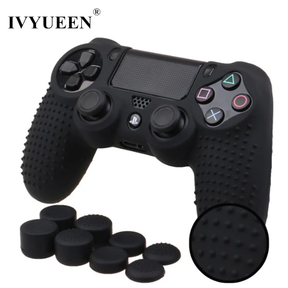 IVYUEEN 9 в 1 с шипами для ухода за кожей кожи Dualshock 4 PS4 Pro тонкий защитный чехол-Обложка с 8 рукоятка пальца шапки для Игровые приставки 4