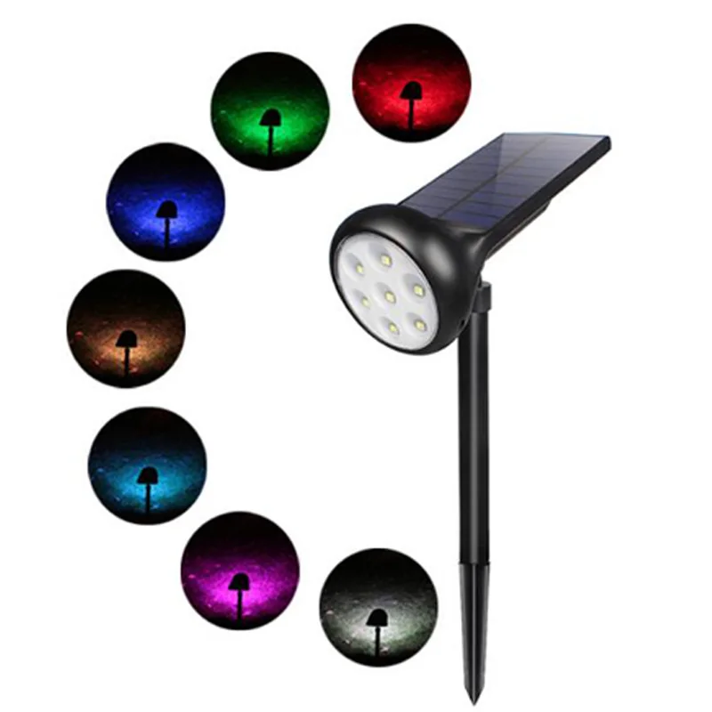

7 LED Solar light Spotlight Lawn Lamp LED solar lamp Solar Panel Power Adjustable Multiple light colors Outdoor garden light