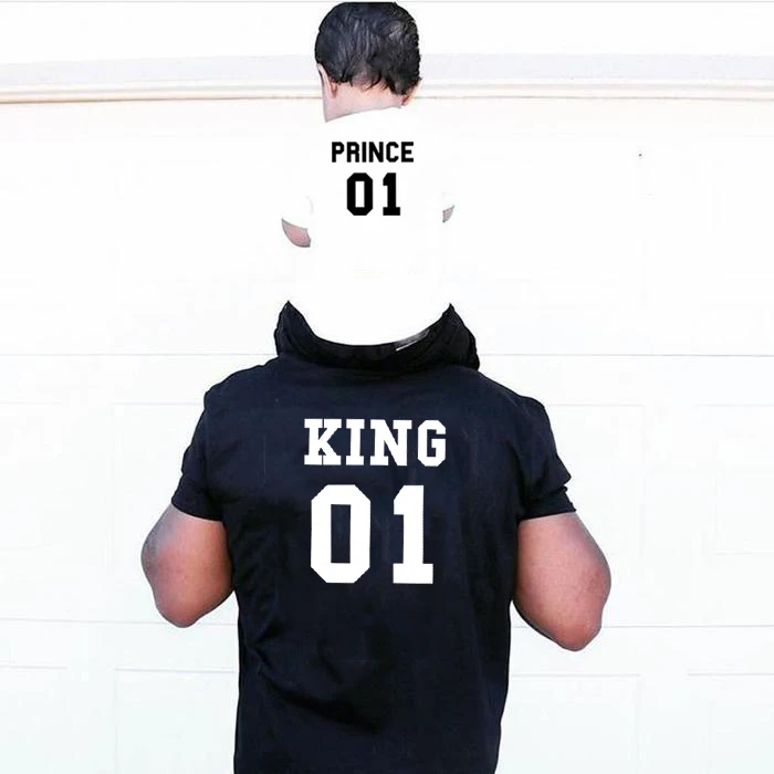 King 01 Prince 01/одинаковая футболка для папы и сына летний детский комбинезон с короткими рукавами; футболка с графическим принтом «папа и я»; семейная одежда