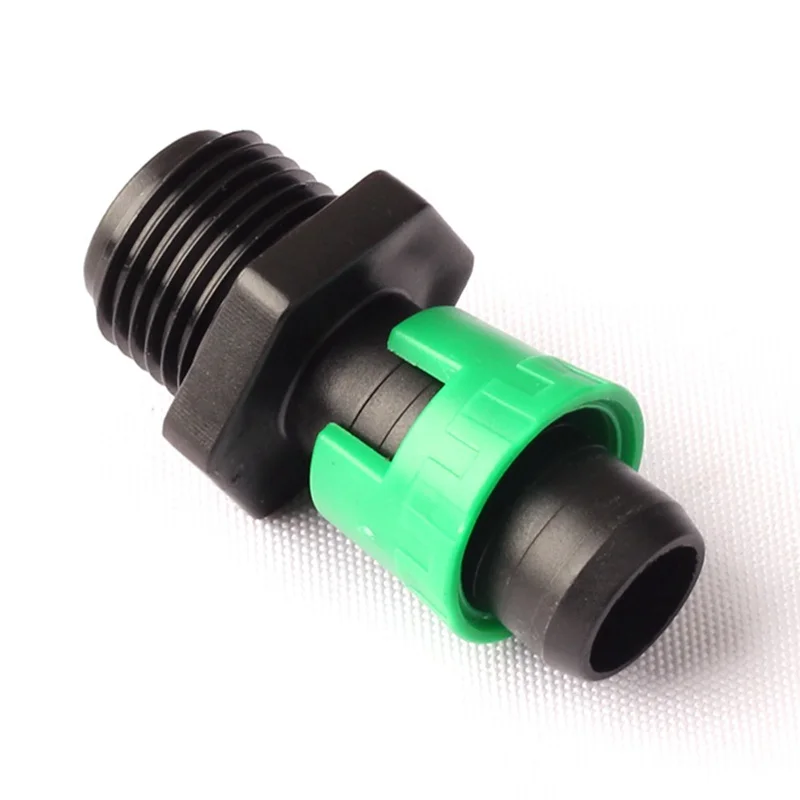 

G 1/2'' Male Thread X 16mm Drip Irrigation Tape Joint Straight Connectors Garden Micro Spray Soft Water Pipe Lock Ring Connector