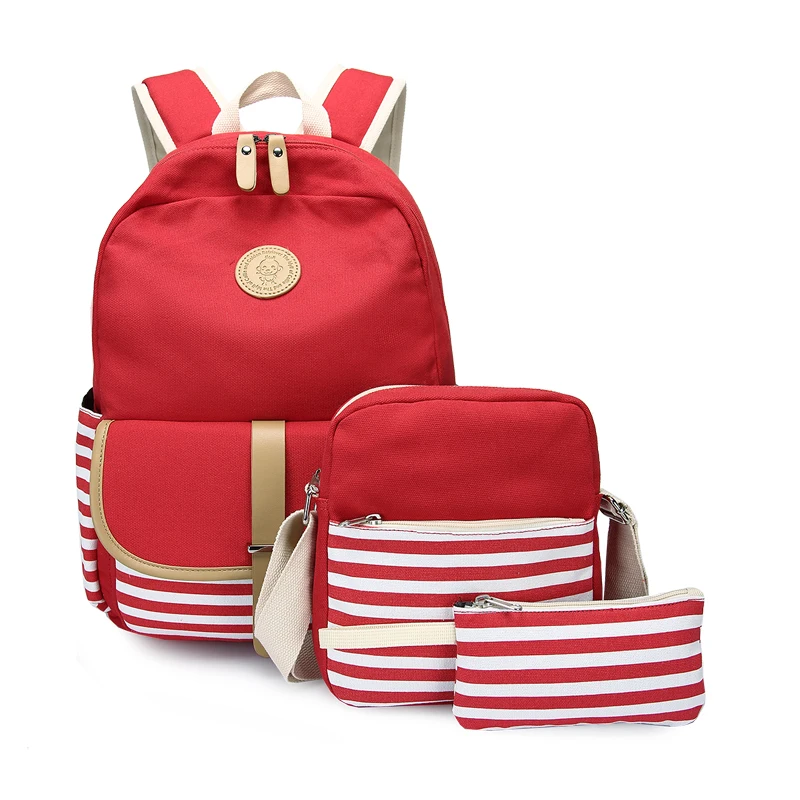 

kids school bag set primary student pen pencil bag school backpack for girls pink stripe canvas backpack schoolbag dropshipping