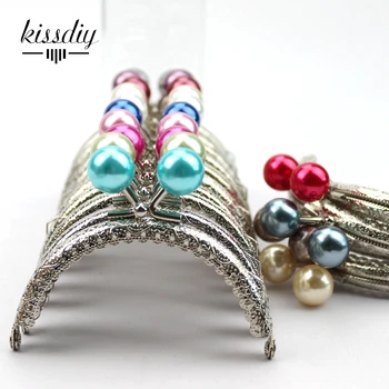 

KISSDIY 20 pcs 8.5 CM Pearl Head Bag Kiss Clasp Silver semicircle Lace Metal Pattern Purse Frame DIY Bag Accessories