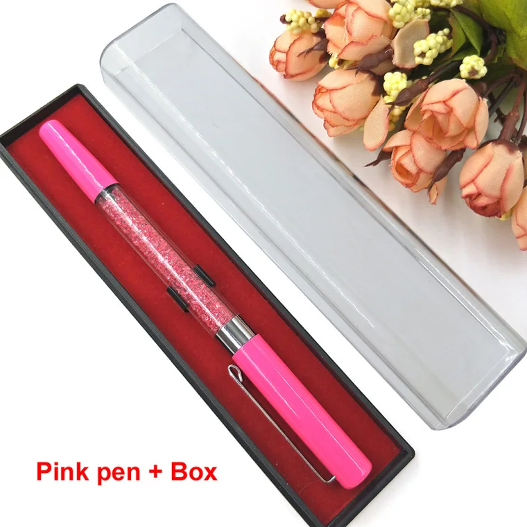 Yushun 6 цветов, свободный выбор, алмазная металлическая шариковая ручка, Кристальные шариковые ручки для детей, Подарочная коробка, канцелярские принадлежности для офиса и школы - Цвет: Pink pen with box