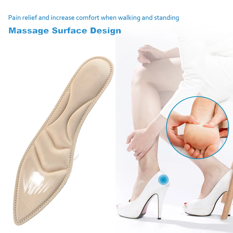 Women Insoles Soft Massage Foot for High Heel Shoes Non-Slip Shock Absorption Breathable Comfortable Cushion Insole Pad Inserts