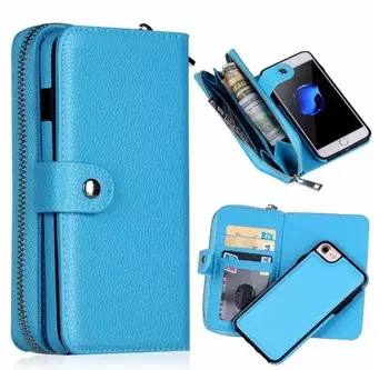 

10pcs/lot For iPhoneXS Max XR Lichee Leather Case Book Style Removable Wallet Zipper Leather Case For iPhone 8 7 6S Plus 5S SE