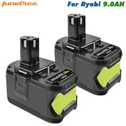 Powtree 18 V 9000 мА/ч, литий-ионный аккумулятор P108 P 108 аккумулятор для Ryobi Батарея RB18L40 P2000 P310 для BIW180 L30 Перезаряжаемые Батарея