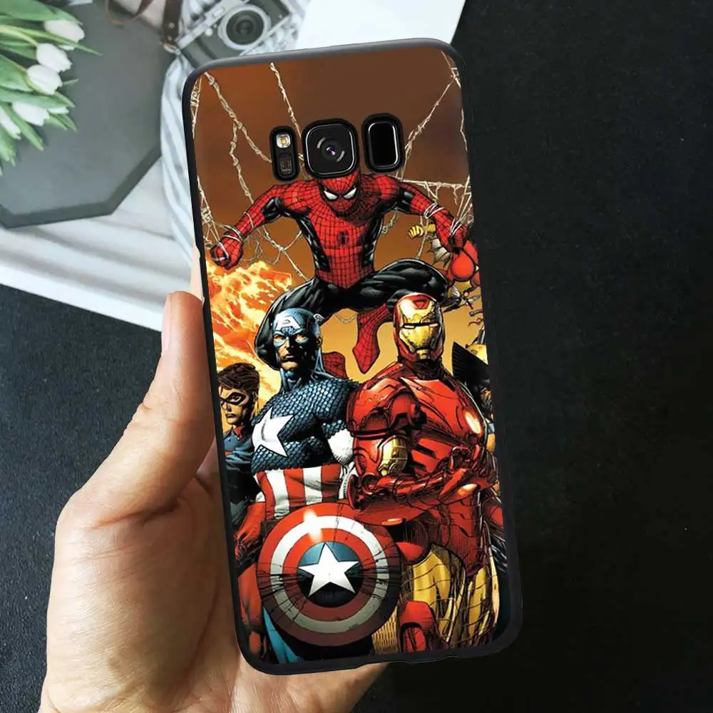 بارد الأعجوبة الأسود الهاتف حقيبة لهاتف سامسونج S10 S9 S8 زائد S7 S7 حافة A6 2018 سوبرمان سبايدرمان باتمان منقوشة TPU غطاء من السيليكون