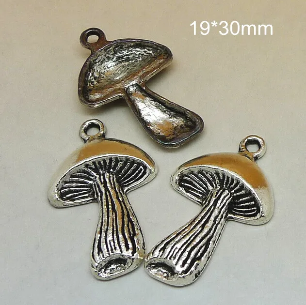 50 Pcs Mushroom Pendant 19*30mm Antique Silver Tone Fungus Charms Metal Alloy Plant,Jewelry