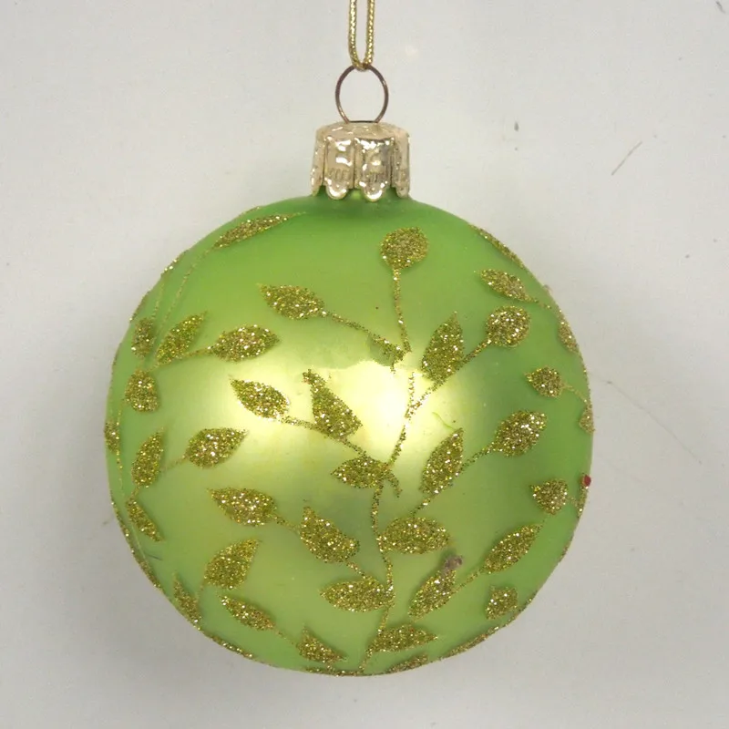 

12 шт./упак. Диаметр = 7 см Зеленое яблоко серии стеклянный шар, Рождественское украшение вечерние поставки ручная роспись подвесной кулон