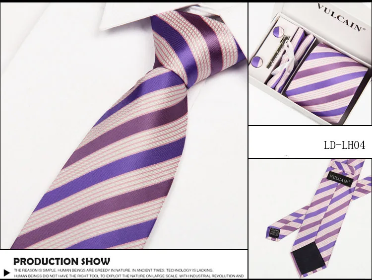 Newnecktie Наборы для ухода за кожей мужской моды классические Точки плед галстук галстука, запонки носовой платок для партии Формальные полосатый узор галстуки подарочная коробка
