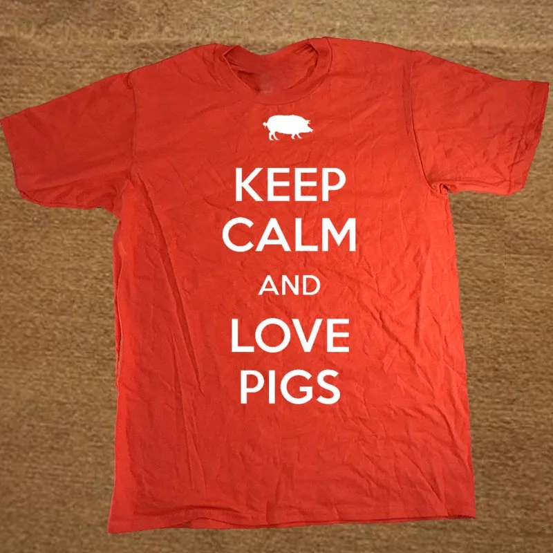 RED Новая летняя Футболка Keep Calm And love Pigs хлопковые повседневные футболки с короткими рукавами мужские футболки - Цвет: RED