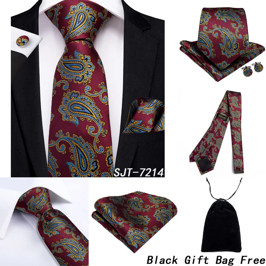 DiBanGu Мода Пейсли Подарочный галстук для мужчин шелковый галстук платок запонки мужской галстук деловой Свадебный галстук набор