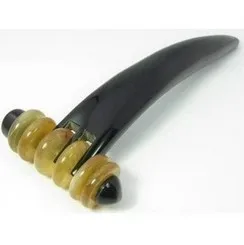 Большой 16-18 см натуральный черный рожок буйвола гуаша ролики для массажа ног Скрап Акупунктура массажер для лица v-face