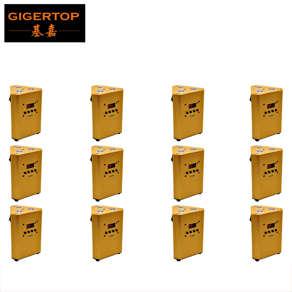 

Freeshipping 12 Pack 3x10W Entertainment Club Smart DJ 3 Leds Wedding Up Lighting Battery Infrared LCD Display Screen 4 Button