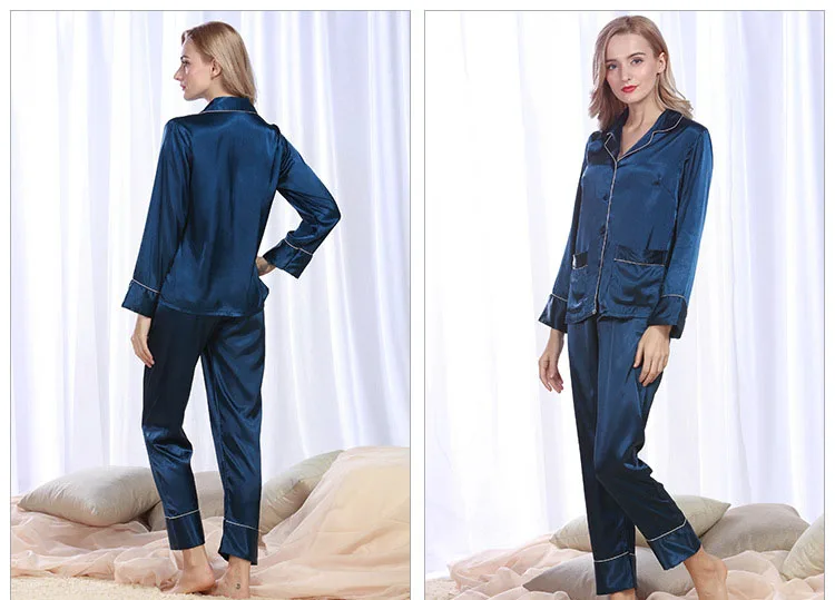 Новое поступление Для женщин пижамные комплекты Лето 2017 г. ночнушка из искусственного шелка женские шелковистая пижама брюки для девочек