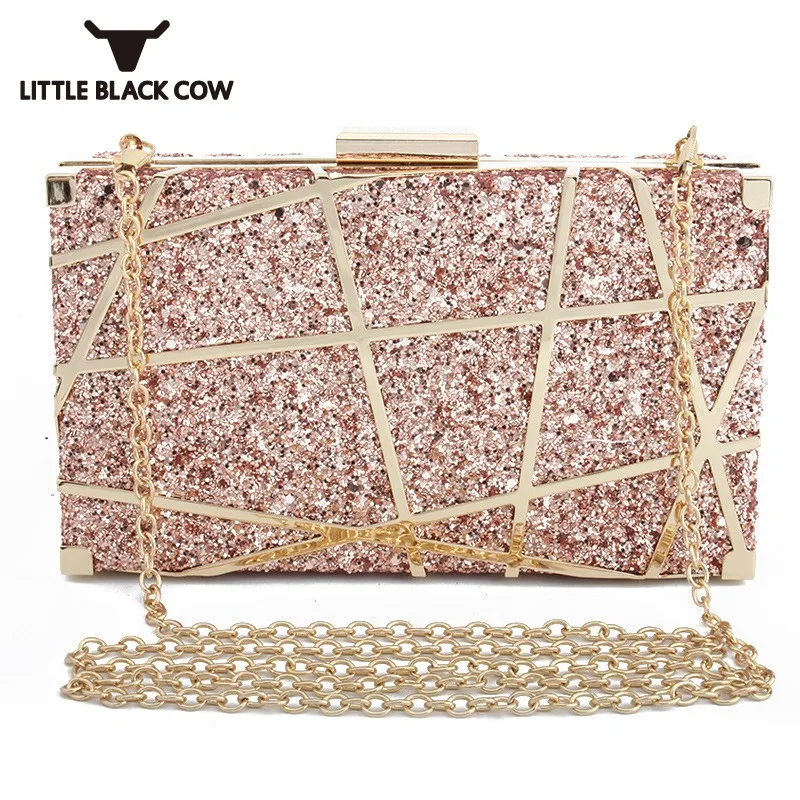 

Bags Women New Metal Hollow Out Chain Evening Bag Party Dress Day Clutches Multicolor Designer Glitter Mini Flap Bolsa